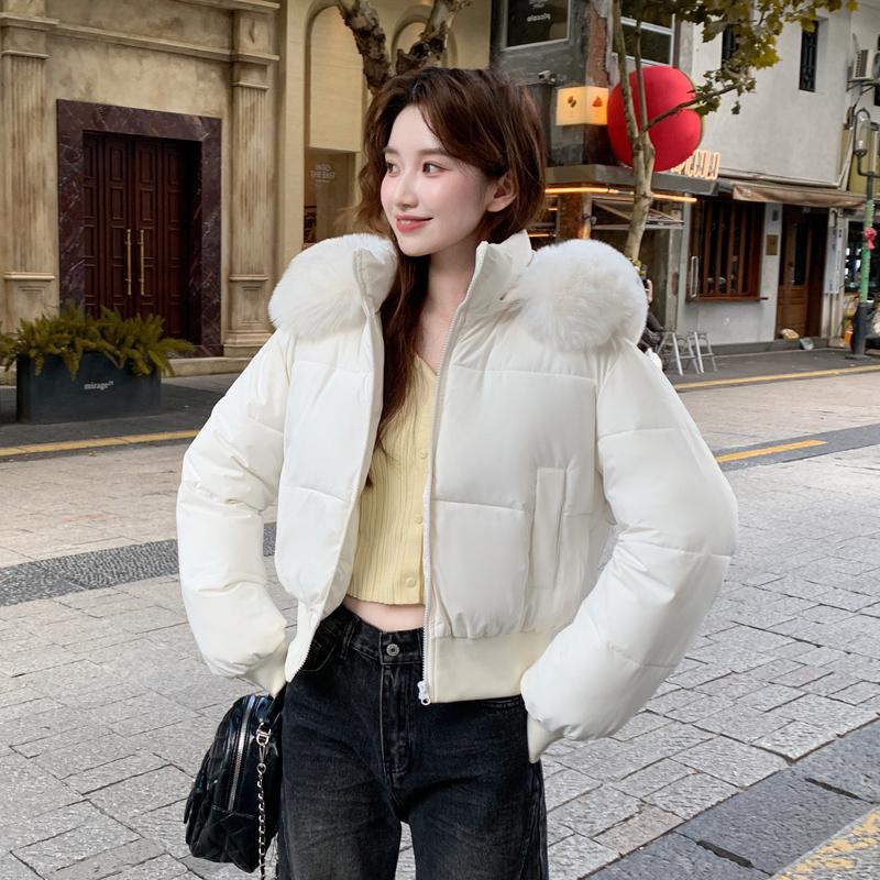 Autumn Winter Thicken Warm Parka Women Casual Solid Color Big Pocket Loose Short Hooded Coat Jackets Outwear