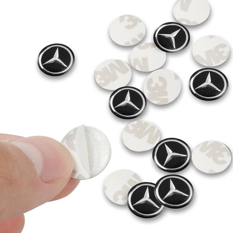 D5Emblems Mini Thin Self Adhesive Aluminum Key Emblem Sticker 11mm 14mm Easy Paste Remote Key Logo Decal For Mercedes Benz C200L