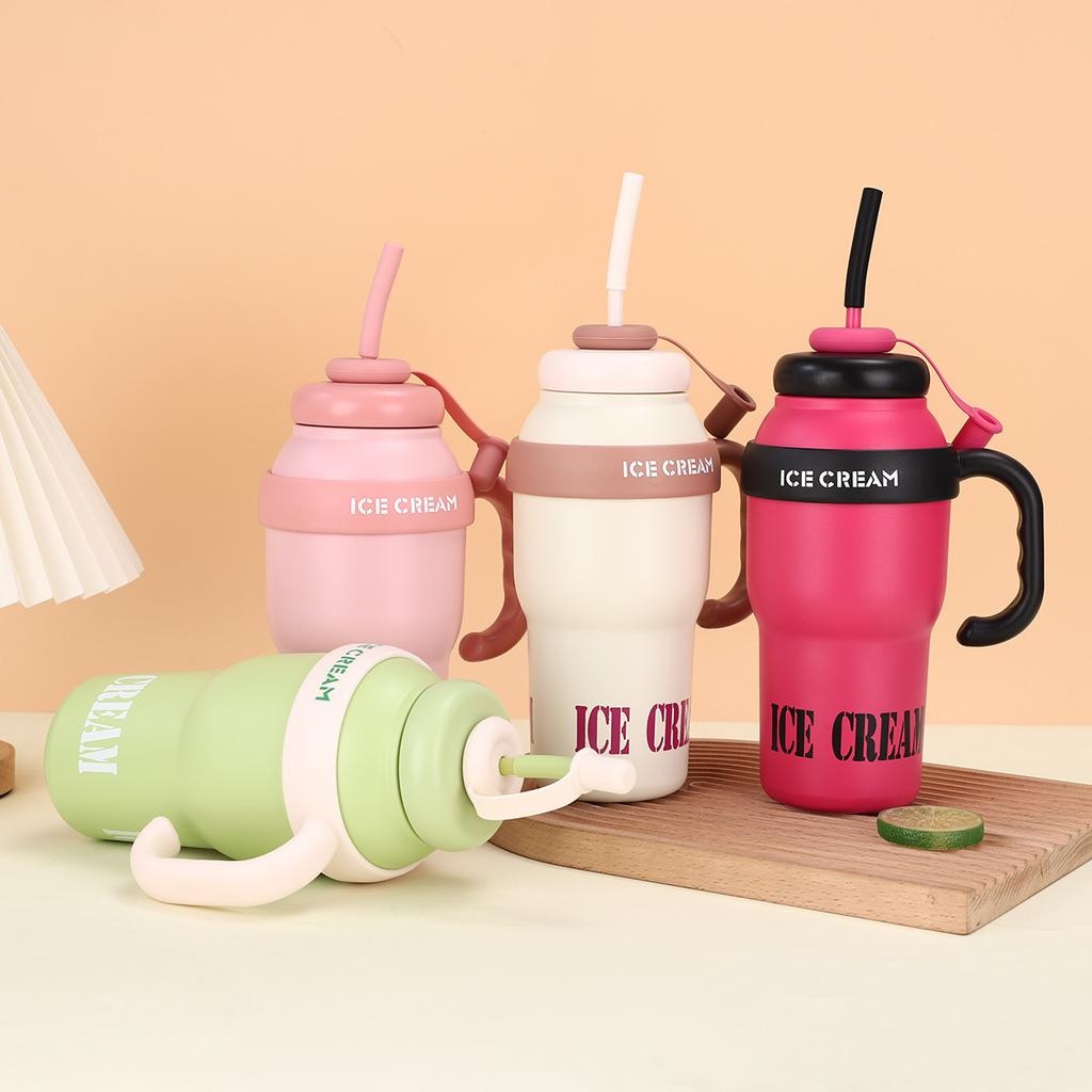 Stainless Steel Big MAC Handle Ice Bulba Cup High Appearance Level Tea Separation Thermos Cup Portable Car Handy Cup