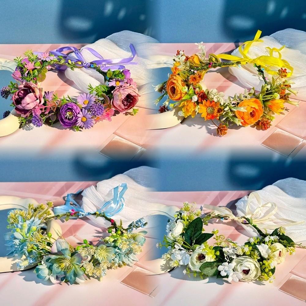 Flower Flower Wreath Adjustable Ribbon Garland Headpiece Hair Accessories Photoshoots Props