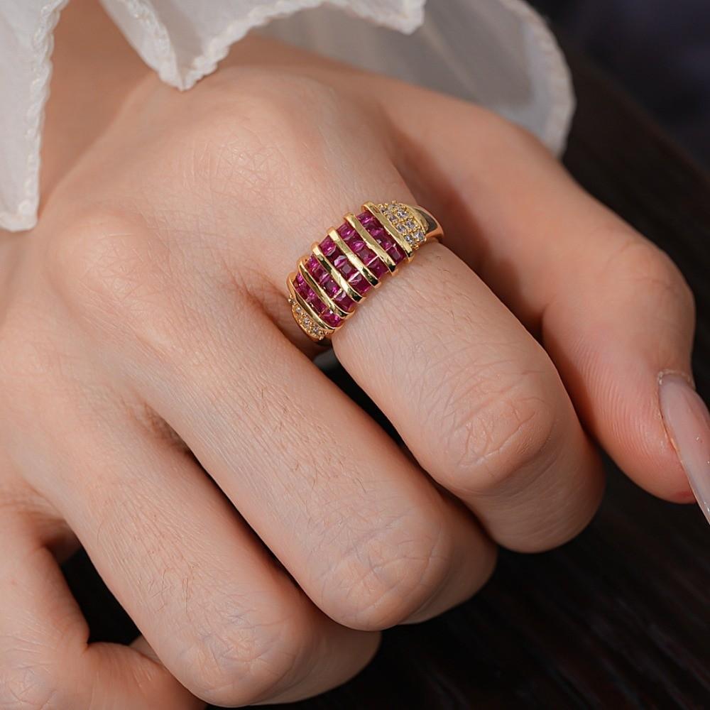 Jewelry Accessories Zircon Opening Ring Geometric Chunky Enamel Ring Rhinestone Ring Women Gift