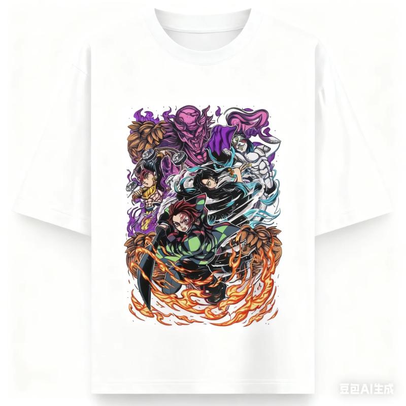 Demon Slayer Anime Printing Oversized Cotton Tshirt Men and Women Comfortable Harajuku Trend Y2K Summer Absorb Sweat Tshirt
