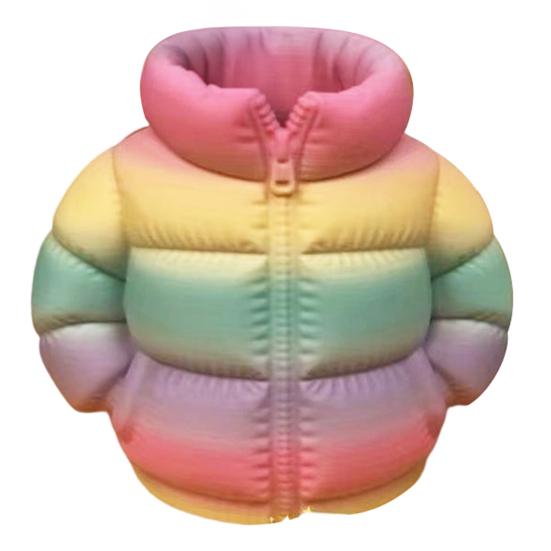 Rainbow Down Coat Pen Holder, 3D Printed Puffer Jacket Desk Organizer, Creative Storage for Stationery And Brushes