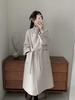 Korean Style Double-Faced Wool Coat with Stand-Up Collar, Tie-Waist, Extra-Long Design for Fall/Winter 2025