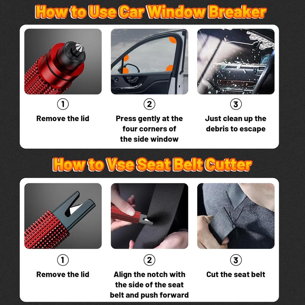 Stylish Car Safety Hammer, Window Breaking Tool, Emergency Aluminum Alloy Escape Hammer In Car, Available In Four Colors