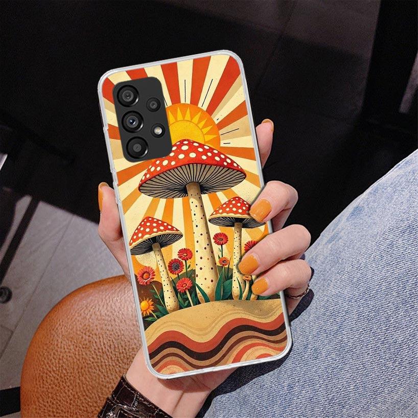 Boho Hippy Mushroom Sunrise Phone Case For Samsung Galaxy A52 A32 A22 A12 A51 A31 A50S A30S A20S A10S Note 20 Ultra 10 Plus S10