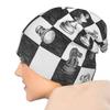 Board Game Chess Figures Checkered Accessories Beanies Black and White Checkboard Skullies Caps Stylish Hat Birthday Present
