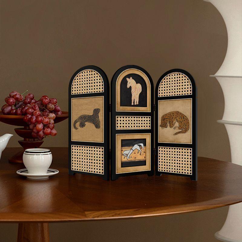 Vintage Desktop Screen Mini Painting Retro Leopard Decor for TV Cabinet Entryway Side Table