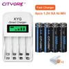Cityork 1,2 В AA аккумуляторная батарея LR06 AA Cell 3000 мАч Ni-MH аккумуляторная батарея AA с зарядным устройством + батарейный отсек AA/AAA