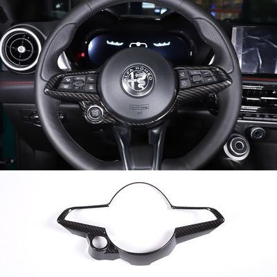 ABS Углеродное волокно/Красный Для Alfa Romeo Tonale Декоративная рамка рулевого колеса Наклейка Аксессуары для интерьера автомобиля