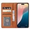 (iPhone 17, Light Brown) For iPhone 17 Cell Phone Case Magnetic Closing PU Leather Stand Cover