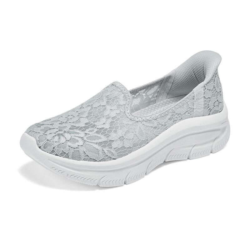 Skechers Современные DLux Удобные Дышащие Повседневные Туфли Женская обувь Светло-серый 158858-LGY