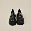 Модные туфли-лоферы на толстой подошве из кожи, женские, маленькие, новая коллекция весна 2024, черные, на толстом каблуке, в стиле ретро, в британском стиле, одинарные туфли