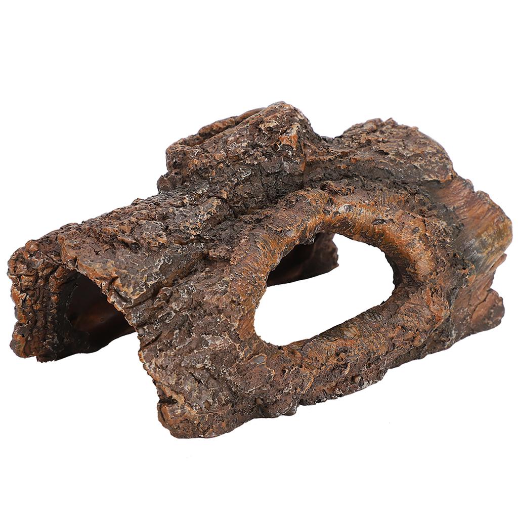 Resin Reptile Hide Cave Simulation Tree Bark Shaped Amphibians Reptile Hide Caves Landscape for Scorpion Lizard 13x7.5x5cm