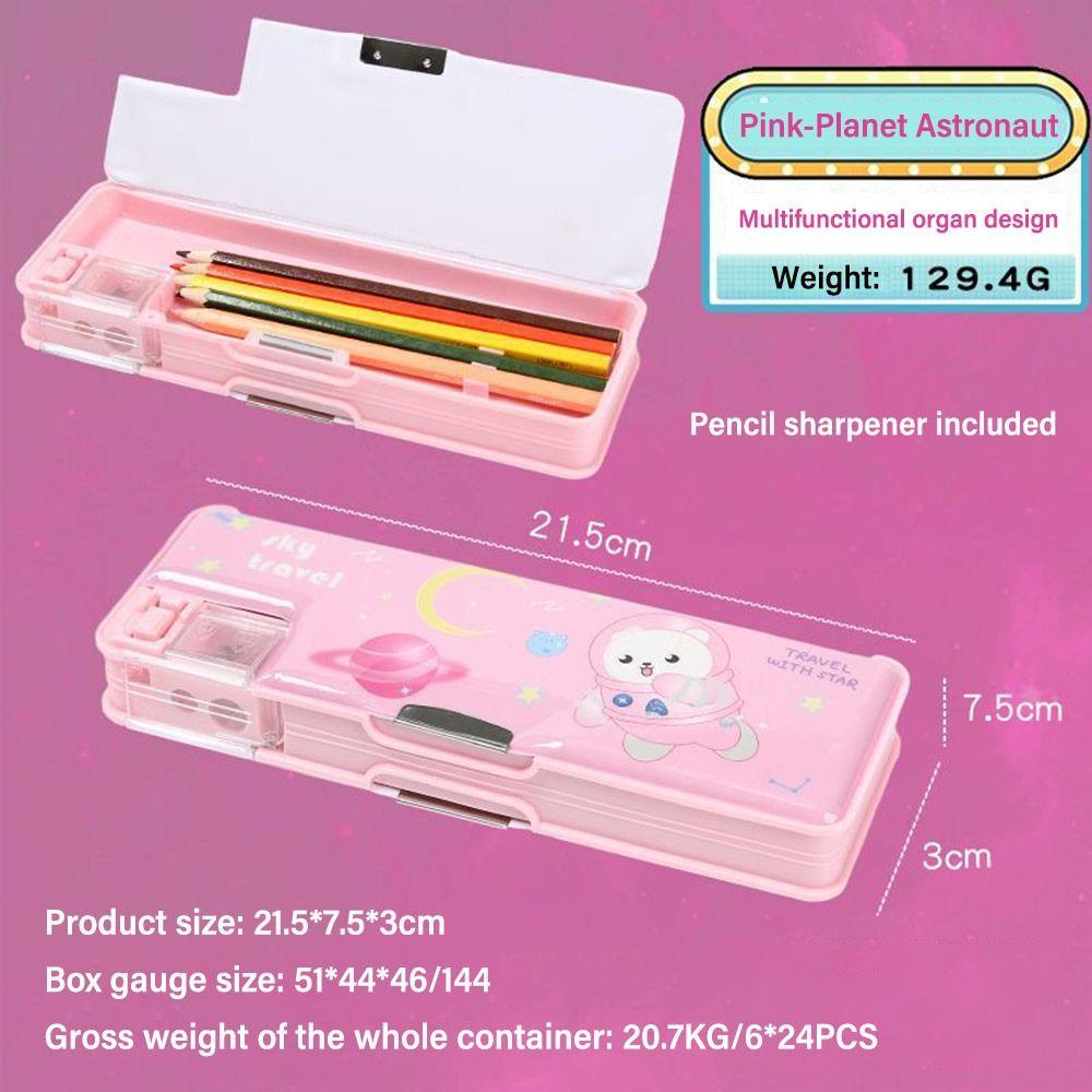 Пенал с дизайном астронавта, двухслойный ящик для хранения канцелярских принадлежностей, мультяшный пенал для мальчиков/девочек