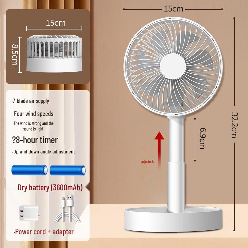 Foldable 6-inch USB Charging Mini Desktop Fan with Telescopic Head and Long Battery Life