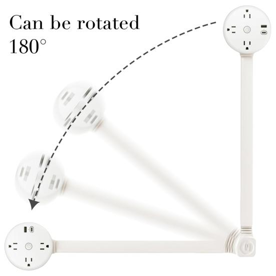 Удлинитель для электрических розеток с USB-портами, защитой от перегрузки по току, компактный дизайн, вращающийся на 180 градусов, удлинитель для розеток