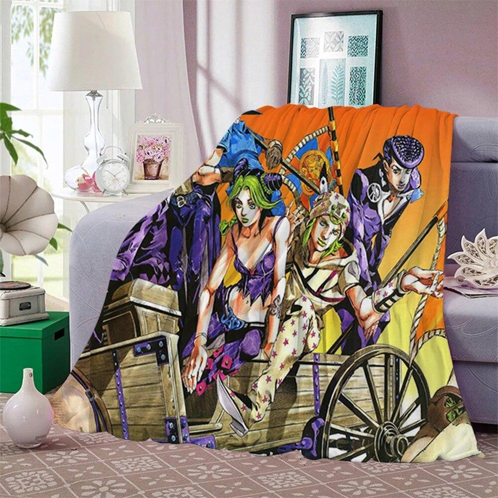 Фланелевые одеяла японского аниме «JoJo Bizarre Adventure» с принтом для детей и взрослых, одеяло, диван, путешествие, одеяло для студентов-подростков