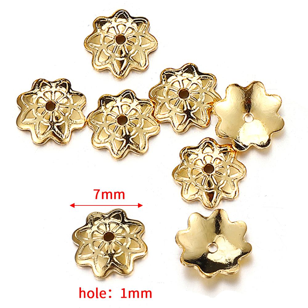 50pcs 7mm Gold Color Stainless Steel Flower Bead Caps for Jewelry Making DIY Components Accessories Beads Base Wholesale