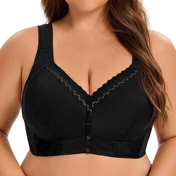 Тонкая чашка спереди с пуговицами для среднего и пожилого возраста нижнее белье женское кружево без стального кольца жилет стиль бюстгальтер больших размеров