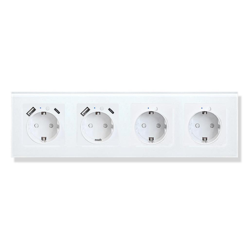 Type 82 Tempered Glass EU Smart WiFi Socket with A+C Charging and Alice Voice Control