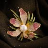 Orchid Brooch High-End Women'S Exquisite Light Luxury Pearl Brooch Niche Design Pin Personality Temperament Suit Accessories