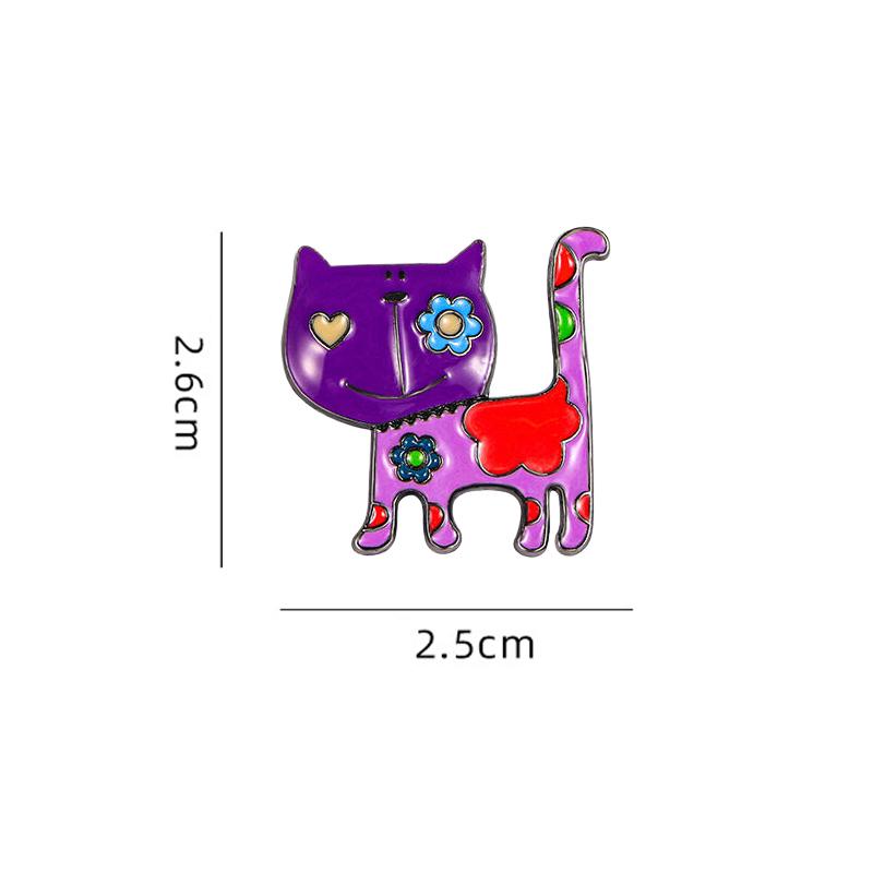 1 Pc Cute Oil Dripping Cat Brooch Cartoon Kitten Brooch Anti Walking Light Diamond Cat Brooch