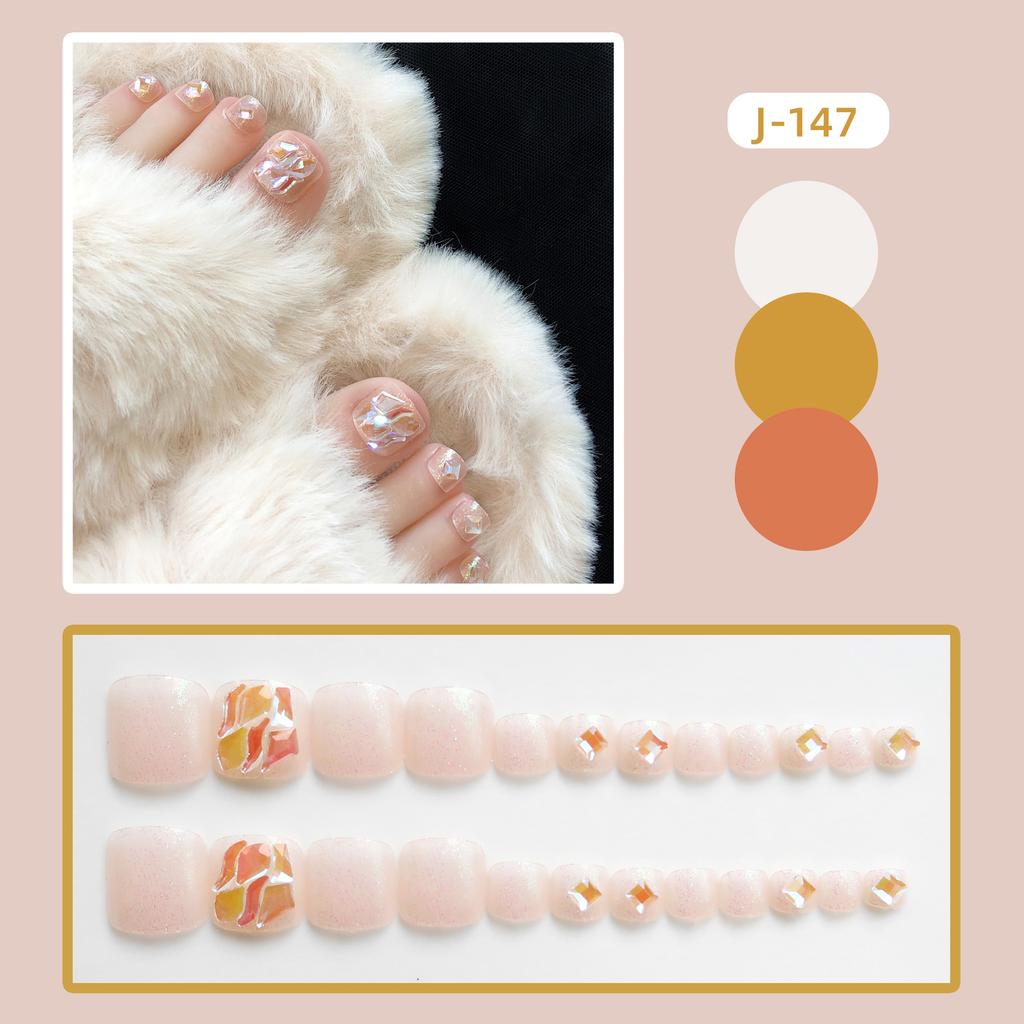 24Pcs Glossy Lake Blue Press On Toenails Full Coverage Artificial Acrylic Fake Toe Nails Removable Wearable Nail Art
