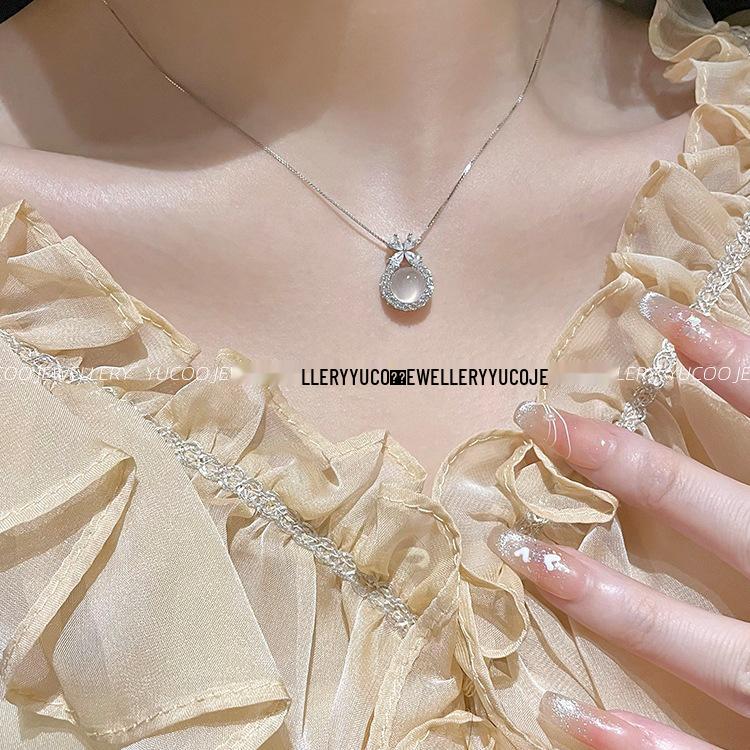 Халцедоновый бантик, ожерелье из стерлингового серебра 925 пробы, подарок на день рождения в стиле легкой роскоши для женщин и девушек