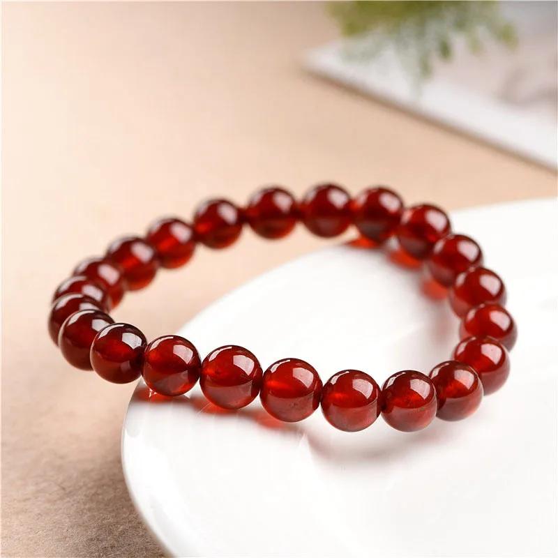 Natural Orange Red Garnet Gemstone Beads Bracelet for Women Men 7mm 8mm 9mm 10mm Stretch Crystal Round Bead Bracelet AAAAA