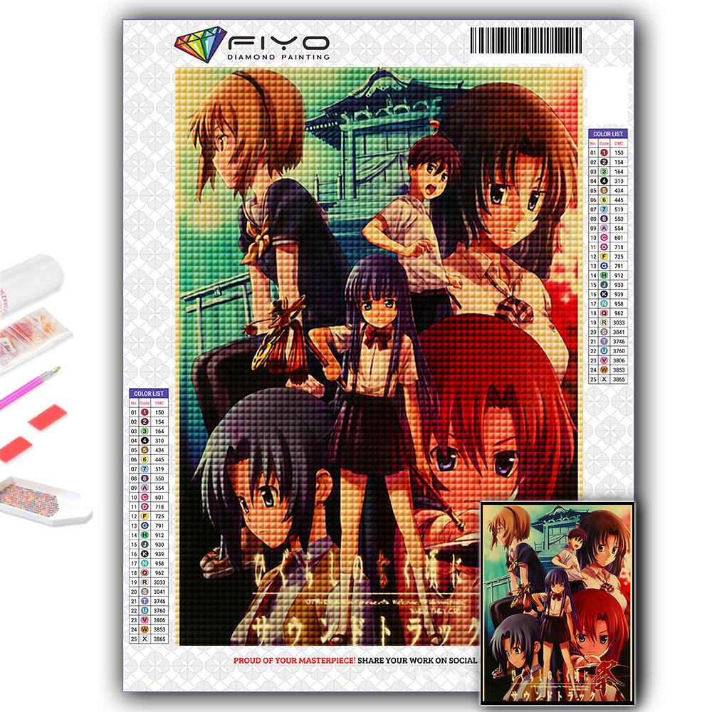 5D Алмазная картина Аниме Когда они плачут Хигураши DIY Алмазная вышивка Горный хрусталь Украшение дома