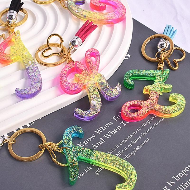 Fashion Reversed Alphabet Mold for Resin Letter Keychain Molds with Hole Epoxy Molds for Keychain Jewelry Making DIY