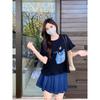 Maxi Plus Size Women's Wooden Ear Print Short-Sleeved T-shirt Summer Plus Size Ladies Thin Slim Fit Slimming Shoulder Tops