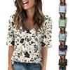 Рубашки для женщин Модные футболки с V-образным вырезом Повседневные блузки с принтом Топы с коротким рукавом для женщин