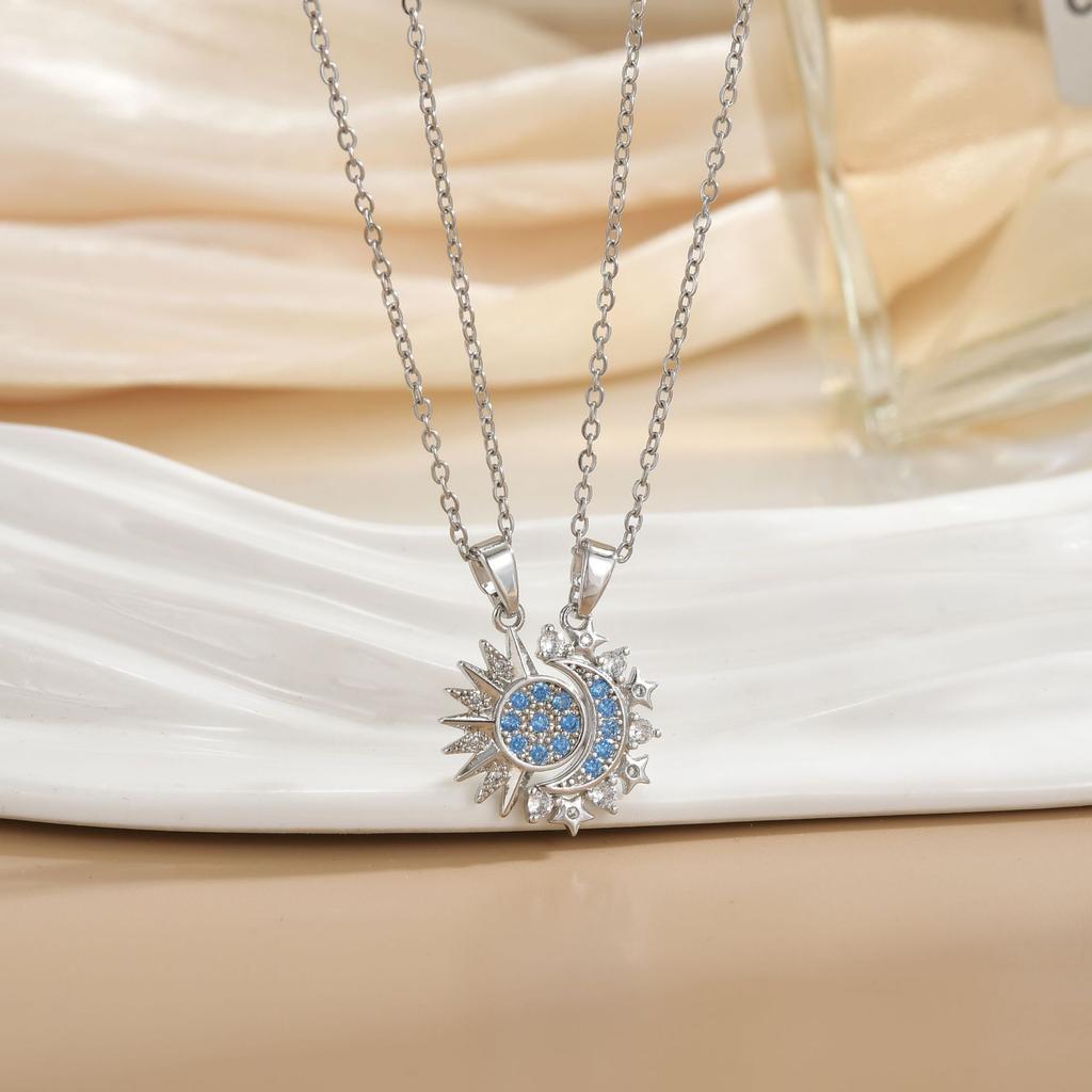 LATS Новое Магнитное Ожерелье для Пар «Солнце и Луна» из Нержавеющей Стали Модная Цепочка для Мужчин и Женщин Подарки для Лучших Друзей Трендовые Украшения