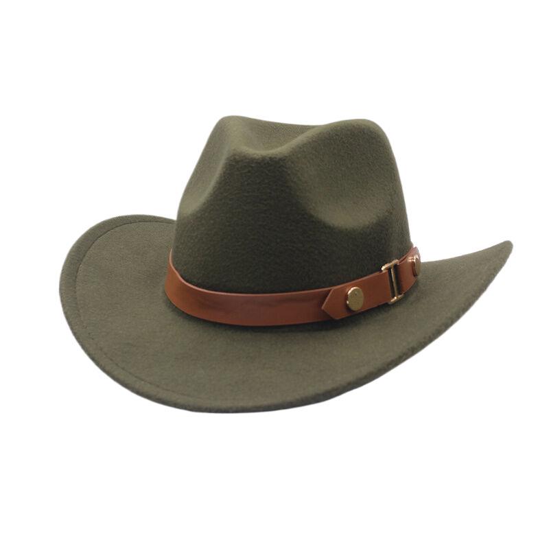 European, American and Western Denim Hats Men's Riding Hats Outdoor Belt Accessories Travel Bent-brimmed Wool Top Hat