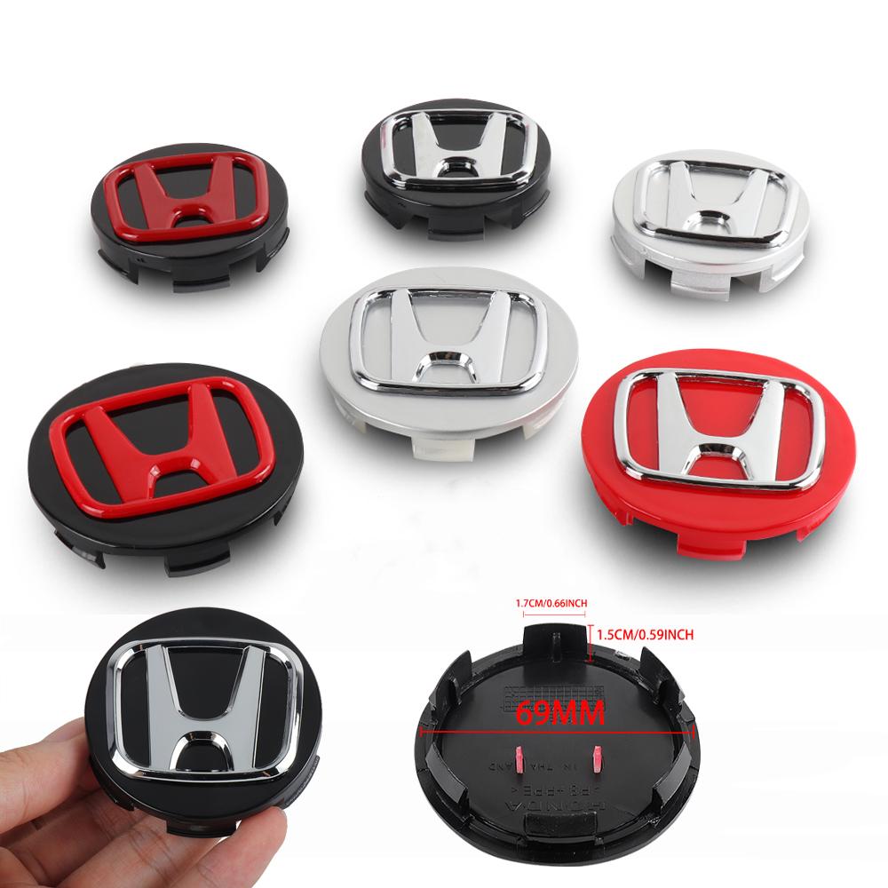 TR1-4Pcs 58/69MM Car Wheel Center Cap Hub Covers Badge For Honda City HR-V Jazz Accord Civic CR-V Fit Insight Mugen Typer Vezel RR