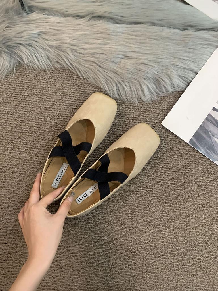 Retro Flat Bottom Square Head Black Cross Strap Single Shoes Women's Shoes 2025 New Summer Evening Mary Jane Ladyshoes