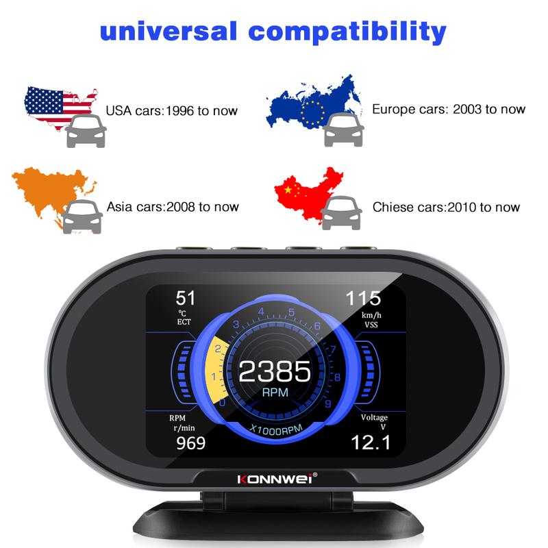 KONNWEI KW206 Бортовой компьютер автомобиля OBD2 Цифровой дисплей Автосканер OBD 2 Расход топлива Датчик температуры воды
