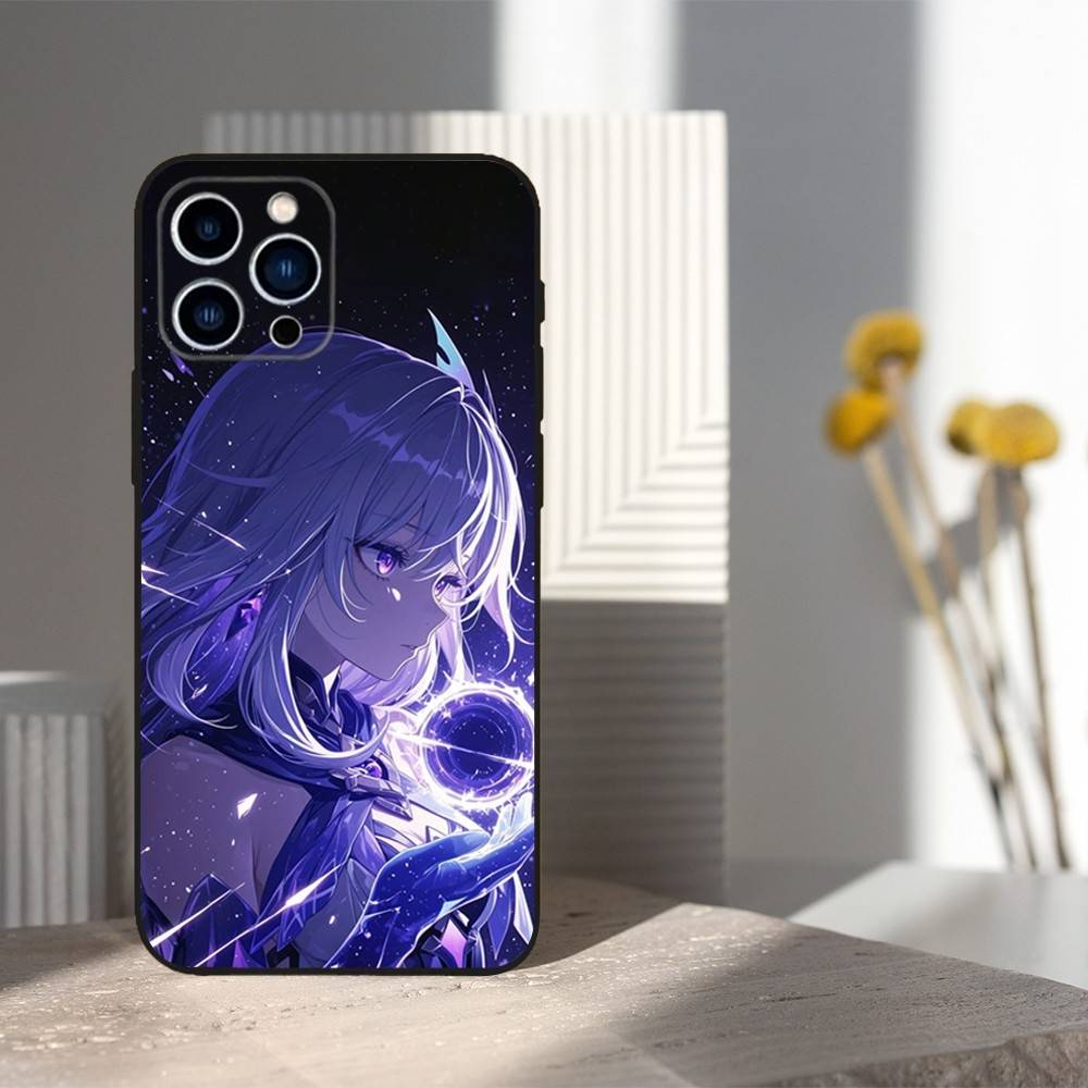 Genshin Impact Skirk Игра Для iPhone 12,14,13,15,16,11,17,X,Mini,XR,SE,XS,Plus,Pro,Max,8,7,Мягкий Силиконовый Черный Чехол