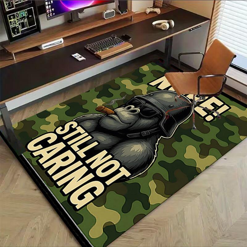 1pc Gorilla Soldier Carpet, Office Rug Outdoor Mat Home Decor Area Carpet Festival