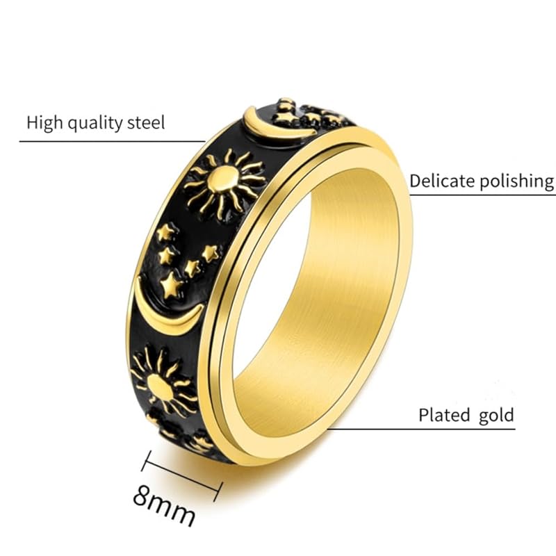 [ZAKAKA] ring men's stainless ring fashion accessories present (17, golden)
