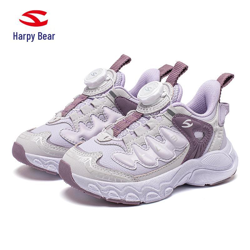 Hapi Bear Girls' Leather Sneakers: Dirt-Resistant, Spring/Autumn, Campus Running Shoes.