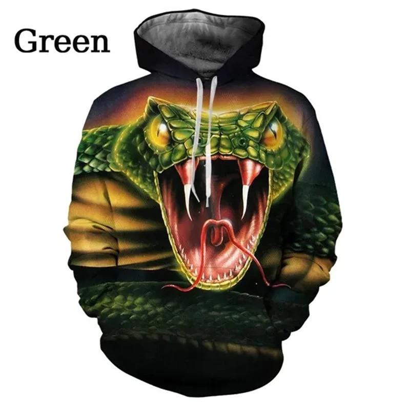 Мода Мужская Женская 3D Толстовка с принтом змеи Личность Креативный принт змеи Топ с длинным рукавом Толстовки Женские Уличная одежда Толстовки