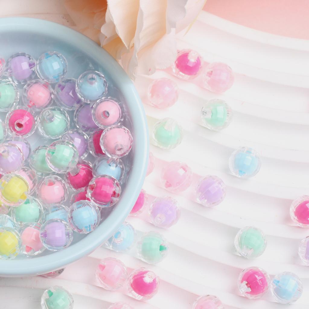 High Quality Necklace Bracelet Loose Beads 150/100Pcs Sandwich Transparent Creative 8/10mm Round Pendant Faceted DIY Jewelry Making Candy Color