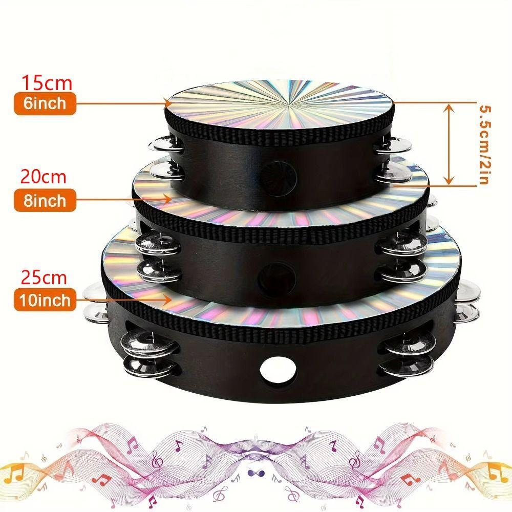 6/8/10 Inch Hand Drum Single/Double Row Tambourine Handbell  Musical Percussion Instrument