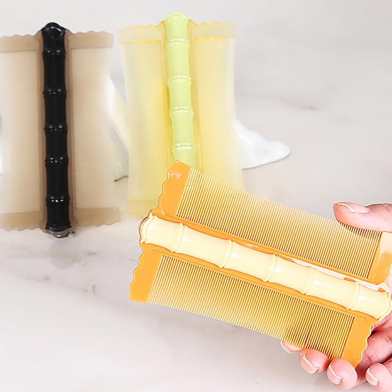 1 шт. бамбуковый гребень от вшей двухсторонний супер густые зубцы удаляет перхоть очищает кожу головы массажный гребень удаление блох инструменты для волос