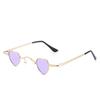 Sweet Cool Heart Metal Thin Frame Sunglasses For Women, Mini Heart Shape & Face Slimming For Streetwear Styling 1084