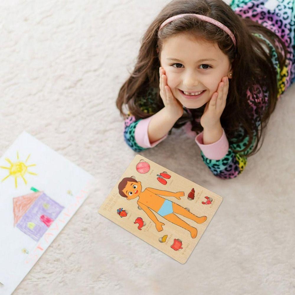 Занятия Бизиборд Деревянная головоломка с изображением человеческого тела Образовательная анатомическая головоломка Когнитивные учебные пособия