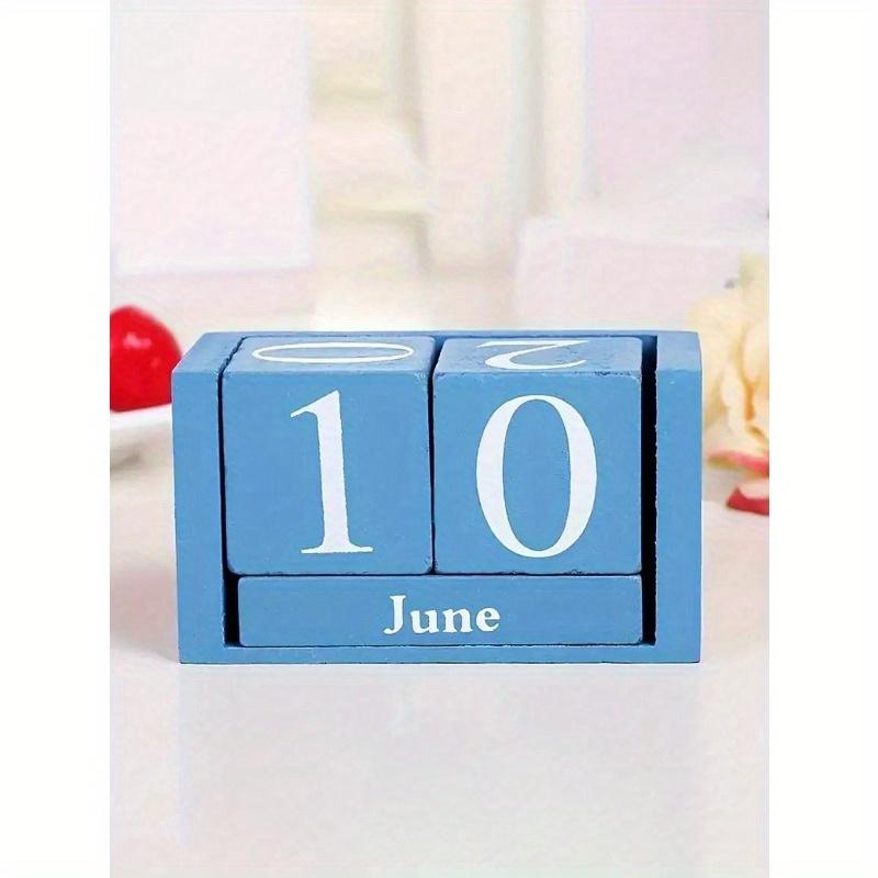 1pc Wooden Perpetual Calendar - Elegant Wooden Block Calendar With Daily Date Display, Suitable For Office, Study, Shop, Bar